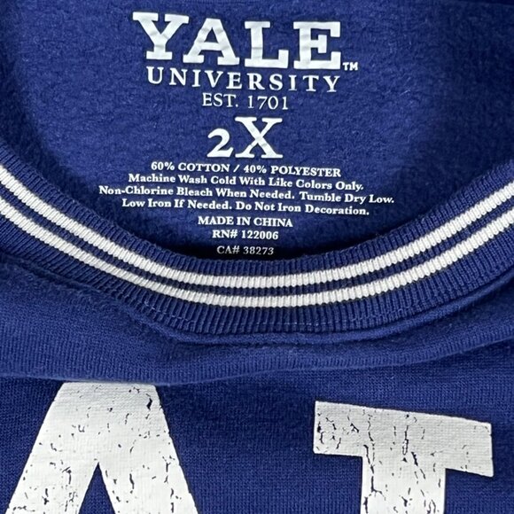 Yale Bulldogs Fleece Pullover Sweatshirt XXL 2X - Picture 2 of 5